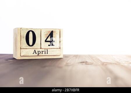 4. April, vierter Monat des Kalenders - Textstelle neben dem Aprilsymbol kopieren Stockfoto