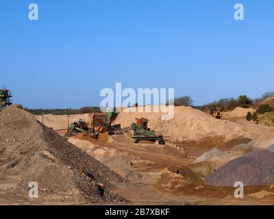 Sand- und Schottergewinnung, Cardigan, Wales Stockfoto