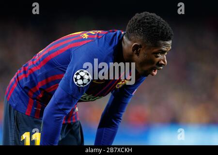 BARCELONA, SPANIEN - 11. DEZEMBER: Ousmane Dembele vom FC Barcelona während des UEFA Champions League Gruppe B Spiels zwischen dem FC Barcelona und Tottenham Hot Stockfoto