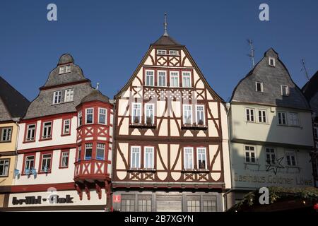 Fachwerkhäuser an der Altstadt, Limburg-Lahn, Hessen, Deutschland, Europa Stockfoto