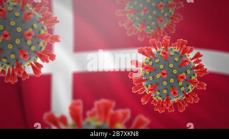 Konzept des pandemischen Romans Coronavirus Ausbruch in Danemark Stockfoto