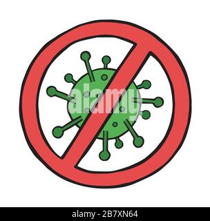 Handgezeichnete Vektordarstellung des Wuhan Corona Virus, Kovid-19. Kein Viruszeichen. Stock Vektor