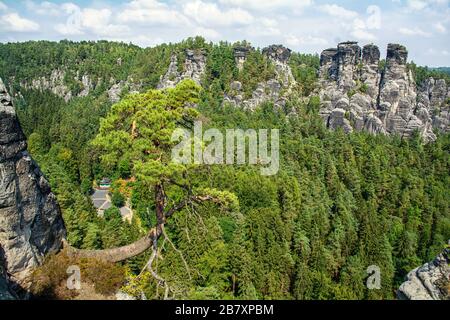 Die Bastei in Lohmen im Elbsandsteingebirge, Sächsischen Schweiz Stockfoto