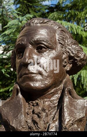 Pleite von US-Präsident George Washington in Foggy Botton in Washington DC, USA. Es steht am Eingang zur George Washington University. Stockfoto