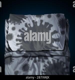 Krankheitsangst und Pandemie fürchten die Psychologie als Coronavirus oder Kovid-19-Virus-Ansteckung und psychologische Ängste vor Krankheiten oder ansteckenden Infektionen. Stockfoto