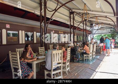 Café-Restaurant der Klasse 16 Dampflok im Heidelberg Heritage Museum, Voortrekker Street, Heidelberg, Provinz Gauteng, Republik Südafrika Stockfoto