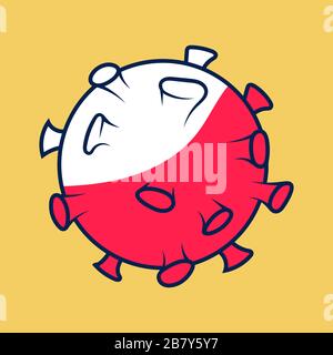 Coronavirus Bakterium Cell Icon, 2019-nCoV Roman Coronavirus Bakterien. Keine Infektion und keine Coronavirus Konzepte. Gefährliche Coronavirus Zelle in China, Stock Vektor
