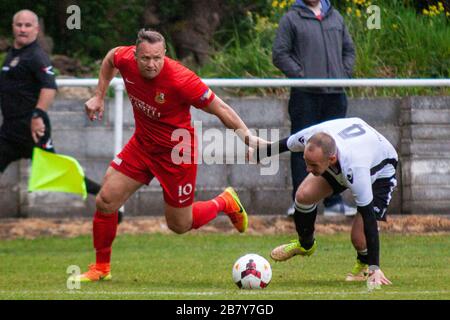 Llanelli Town gegen Bridgend St bei Briton Ferry im walisischen Liga-Cup-Finale am 12. Mai 2017. Lewis Mitchell/YCPD. Stockfoto