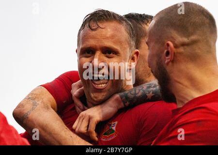 Llanelli Town gegen Bridgend St bei Briton Ferry im walisischen Liga-Cup-Finale am 12. Mai 2017. Lewis Mitchell/YCPD. Stockfoto