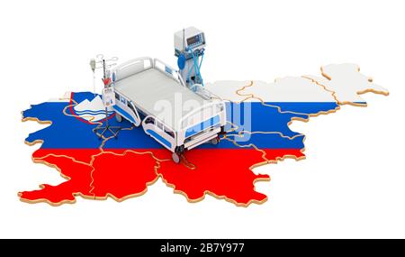 Intensivstation in Slowenien, 3D-Rendering isoliert auf weißem Hintergrund Stockfoto