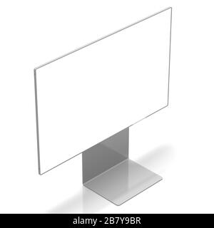 3D-Monitor ohne Brandung mit leerem Bildschirm auf weißem Hintergrund - ideal als Vorlage Stockfoto