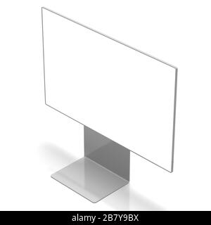 3D-Monitor ohne Brandung mit leerem Bildschirm auf weißem Hintergrund - ideal als Vorlage Stockfoto