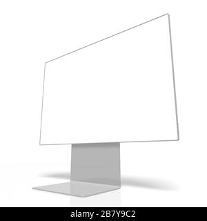 3D-Monitor ohne Brandung mit leerem Bildschirm auf weißem Hintergrund - ideal als Vorlage Stockfoto