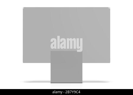 3D-Monitor ohne Brandung auf weißem Hintergrund - Rückansicht - hervorragend als Vorlage Stockfoto