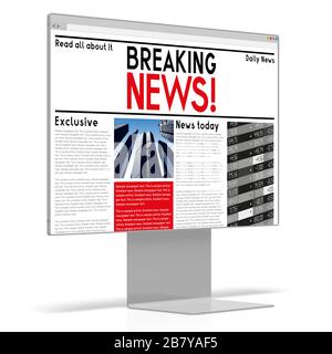 3D-Computermonitor - Nachrichtenkonzept Stockfoto