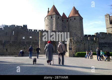 Carcassonne im Departement Aude, in der Region Occitanie. Stockfoto