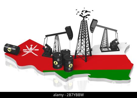 3D-Ölquellen im Oman Konzept Stockfoto