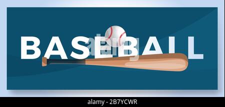 Vektor-Typografie-Wort Baseball-Logo. Sportlogotyp mit Ausrüstung für Vektorgrafiken im Druckdesign Stock Vektor