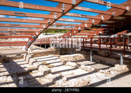 Ruinen des Hauses Eustolios in der antiken Stadt Kourion. Limassol District, Zypern Stockfoto