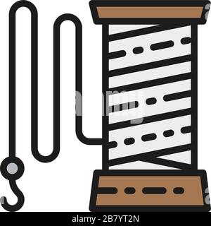 Angellinie mit Symbol für flache Hakenlinie. Stock Vektor