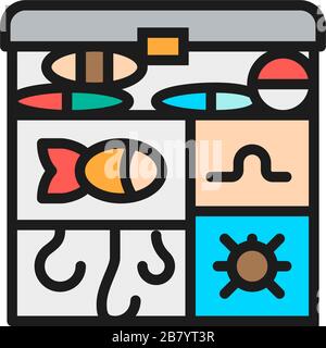 Angelkasten, Haken, Symbol für flache Farblinien. Stock Vektor