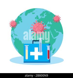 Rettet die Erde aus dem pandemischen Vektorgrafikdesign des Coronavirus Stock Vektor