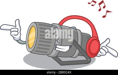 Musik unter Wasser genießen Taschenlampe Cartoon Maskottchen Design Stock Vektor