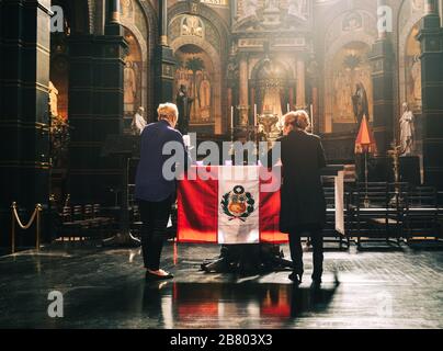 Amsterdam, Holland - Nov 7, 2018. Innenraum der katholischen Kirche in Amsterdam, Holland. Amsterdam ist eine der bekanntesten touristischen Städte in Europa. Stockfoto