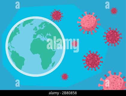 Rettet die Erde aus dem pandemischen Vektorgrafikdesign des Coronavirus Stock Vektor