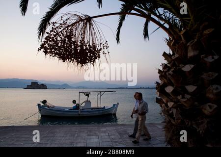 Nauplia. Halbinsel Peleponese. Argolischer Golf. Egean Meer, Mittelmeer. Griechenland (Hellas), Europa. Stockfoto