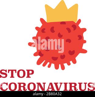 Stoppen Sie den Ausbruch von Coronavirus 2019-NC0V. Stoppen Sie die pandemische COVID-19-Mikrobe. Das Virus greift die Atemwege an, Infektionen medizinisches Gesundheitsrisiko. Travel Alert Konzept. Flacher, einfacher Cartoon-Stil Stock Vektor