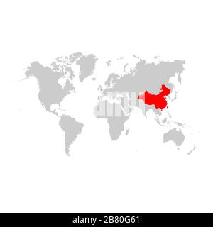 China auf der Weltkarte Stock Vektor