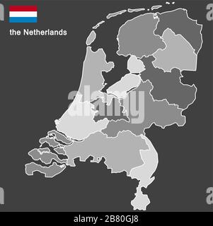 Silhouette der niederlande und der Regionen Stock Vektor