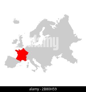 Frankreich auf der Karte von Europa Stock Vektor