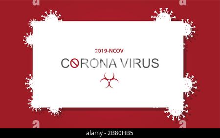 Corona Virus (Covid-19)-Banner mit Virus- und Gefahrensymbol, kreatives Kopfzeilendesing Stock Vektor