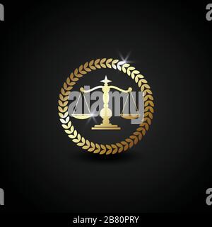 Vector Luxury Logo Illustration Skala für Anwaltskanzleien, perfekt für Anwaltskanzleien. Glänzende Goldfarbe mit Gradientenstil Stock Vektor