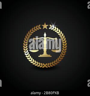 Vector Luxury Logo Illustration Skala für Anwaltskanzleien, perfekt für Anwaltskanzleien. Glänzende Goldfarbe mit Gradientenstil Stock Vektor