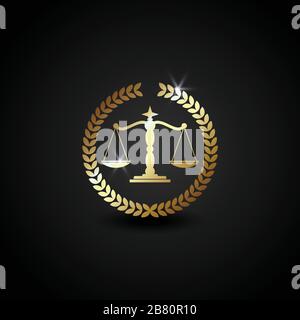 Vector Luxury Logo Illustration Skala für Anwaltskanzleien, perfekt für Anwaltskanzleien. Glänzende Goldfarbe mit Gradientenstil Stock Vektor