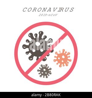 Vektorgrafiken des Coronavirus-Verbots auf weißem Hintergrund Stock Vektor