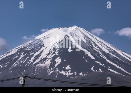 Das Kabel und ein Blick auf die Landschaft des Fuji Stockfoto