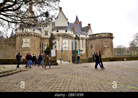 Sonntag, 15. März 2020:. Schloss Nantes Frinace der bretonischen Herzogtümer) ist eine große Burg in der Stadt Nantes Stockfoto