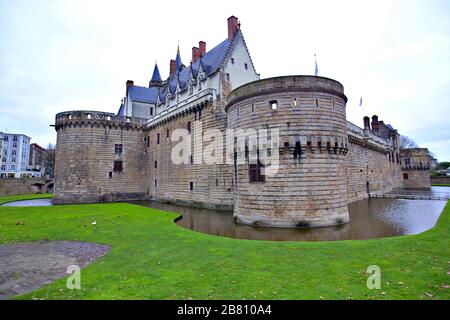 Sonntag, 15. März 2020:. Schloss Nantes Frinace der bretonischen Herzogtümer) ist eine große Burg in der Stadt Nantes Stockfoto