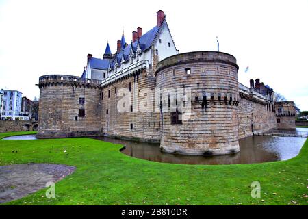 Sonntag, 15. März 2020:. Schloss Nantes Frinace der bretonischen Herzogtümer) ist eine große Burg in der Stadt Nantes Stockfoto