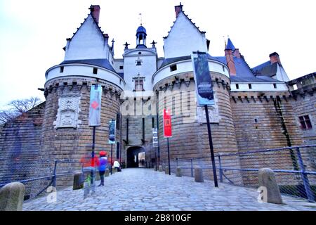 Sonntag, 15. März 2020:. Schloss Nantes Frinace der bretonischen Herzogtümer) ist eine große Burg in der Stadt Nantes Stockfoto