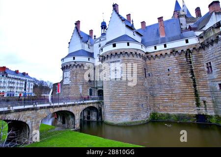 Sonntag, 15. März 2020:. Schloss Nantes Frinace der bretonischen Herzogtümer) ist eine große Burg in der Stadt Nantes Stockfoto