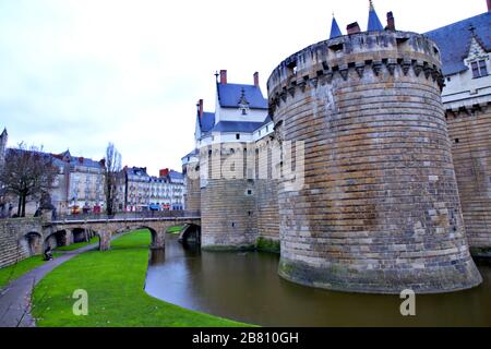 Sonntag, 15. März 2020:. Schloss Nantes Frinace der bretonischen Herzogtümer) ist eine große Burg in der Stadt Nantes Stockfoto