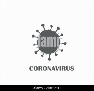 Coronavirus, COVID-19 Icon Vector Illustration flach. Weltpandemie 2020. Wuhan-Syndrom. Coronavirus-Silhouette auf isoliertem Hintergrund Stock Vektor