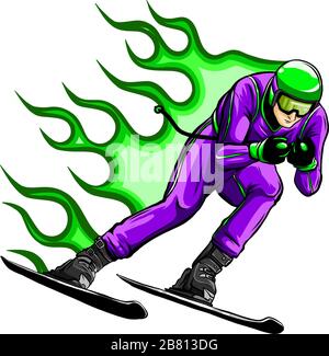 Silhouette eines Skifahrers springen. Vector Illustration. Sport Konzept. Stock Vektor