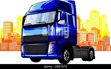 Modernes Flat Urban Vector Illustration Logo - Tankwagen Stock Vektor