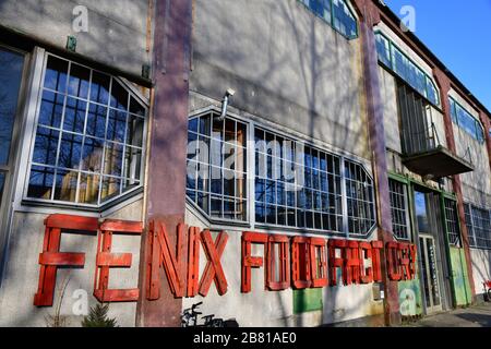 Nahaufnahme der ehemaligen Lebensmittelfabrik Fenix, Rotterdam, Niederlande Stockfoto